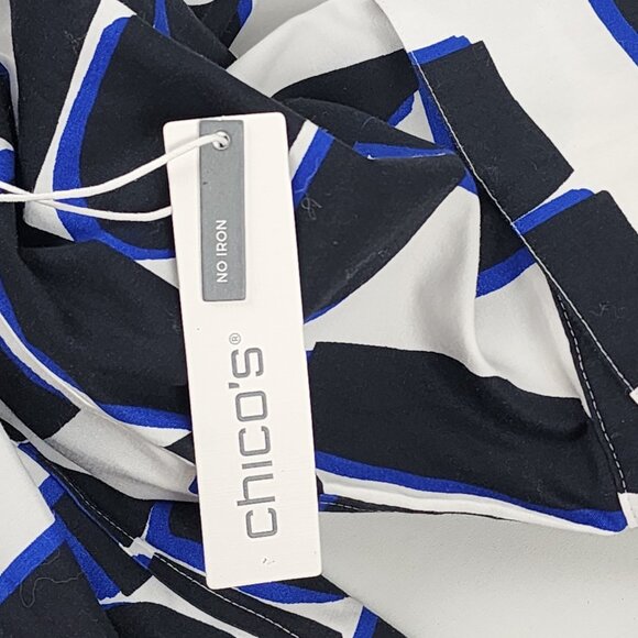 Chicos Shirt Womens 16 Multi Geometric 3/4 Sleeve Blockade Button Up NWT - Picture 7 of 10